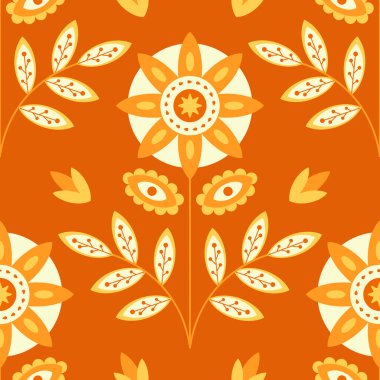 Çiçeksiz, parlak desenli bir vektör. Botanik illüstrasyon. Duvar kağıdı, tekstil, tebrik kartları, davetiyeler, baskılar, ev dekorasyonu için sanat eserleri.