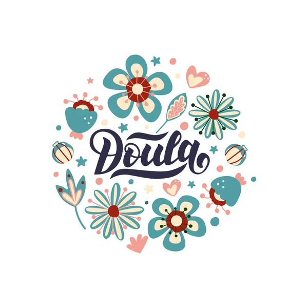 Frase Letras Doula Ilustração Logotipo Vetor Sobre Parceiro Parto Elemento —  Vetores de Stock