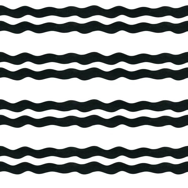 Watercolor seamless geometric pattern on the white background. Simple geometric background with waves.