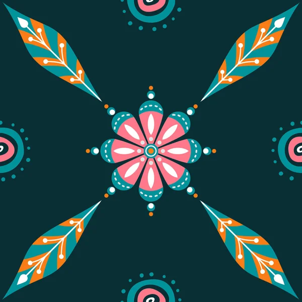 Patrón Floral Sin Costura Vectorial Fondo Oscuro Obra Arte Para — Archivo Imágenes Vectoriales