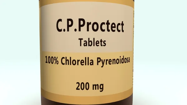 Chlorella pyrenoidosa hapları şişe — Stok fotoğraf