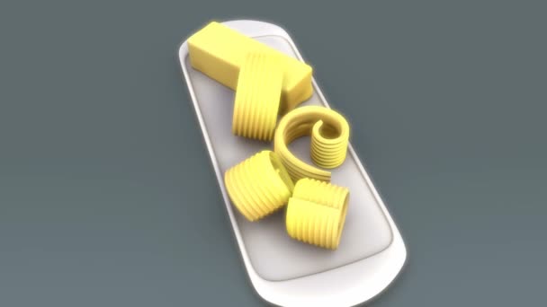 Plasterki masło na talerzu — Wideo stockowe