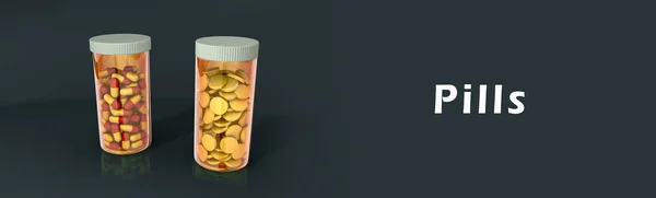 Lægemidler, piller i beholdere - Stock-foto