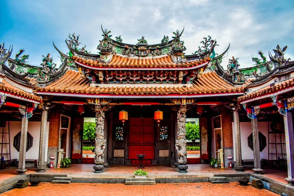 Original taiwanese old temple with rich decoration in Taichung, Taiwan
