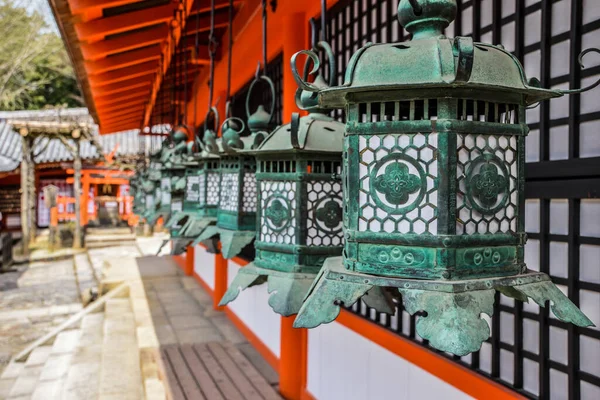 Traditionella Dekorativa Japanska Lantherner Det Heliga Historiska Templet Nara Japan — Stockfoto