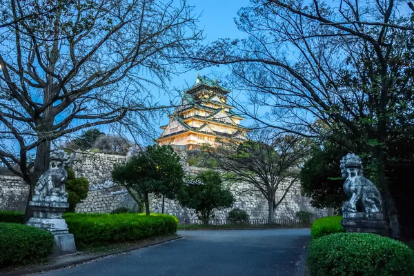 Alight Castelo Osaka Noite Primavera Japão — Fotografia de Stock