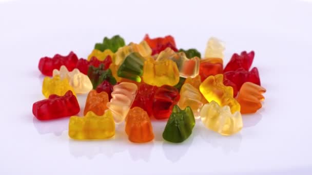 Gummy Bears Sweet Fruit Jelly Candies Rotating — Stock Video