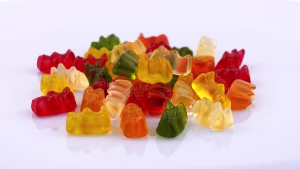 Żelki Misie Słodkie Owoce Galaretki Cukierki Obrotowe — Wideo stockowe