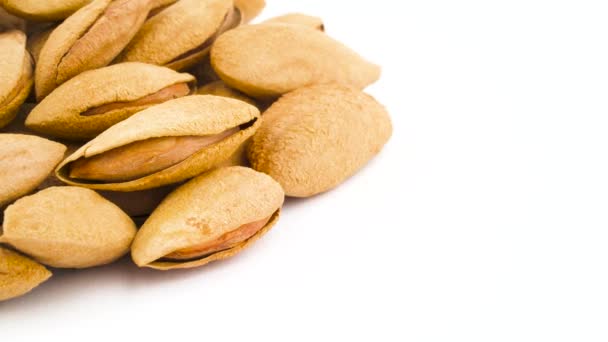 Half Frame Shelled Almond Nuts Heap Rotating — Stock Video