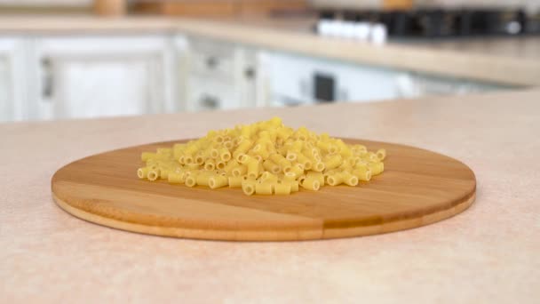 Heap Ditali Tubetti Rigati Pasta Plate — Stock Video