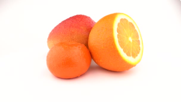 Mango Orange Fruit Mandarin Fruits Rotating — Stock Video