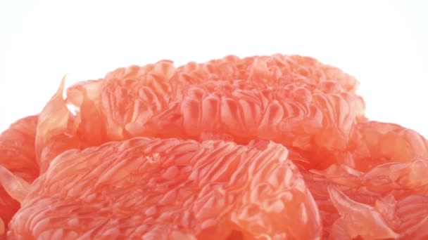 Disparo Pulpa Pomelo Rosa Girando Lentamente — Vídeos de Stock