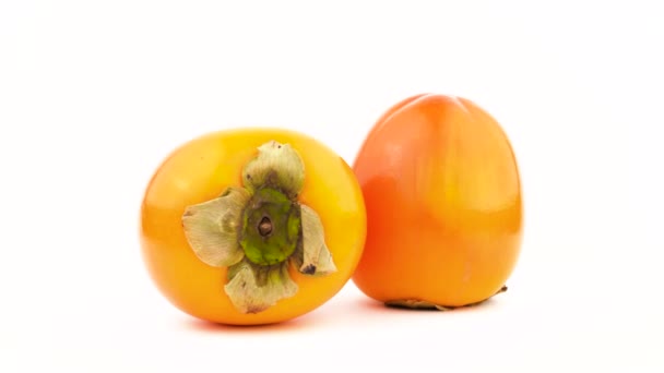 Dois Caqui Kaki Frutas Rotativas — Vídeo de Stock
