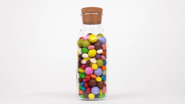 Verscheidenheid Van Gekleurde Snoepjes Roteren — Stockvideo