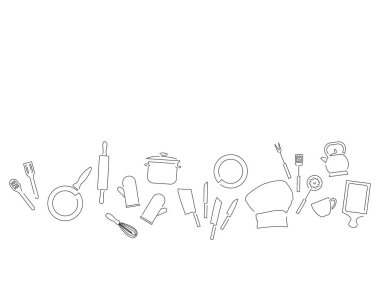 Mutfak araçları çizimi, vektör illüstrasyon tasarımı.