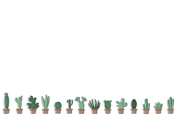 Cactus Patrón Dibujo Línea Diseño Ilustración Vectorial — Vector de stock