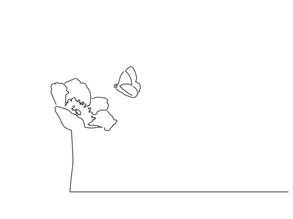 Blomma Linje Ritning Vektor Illustration Design Natursamling — Stock vektor