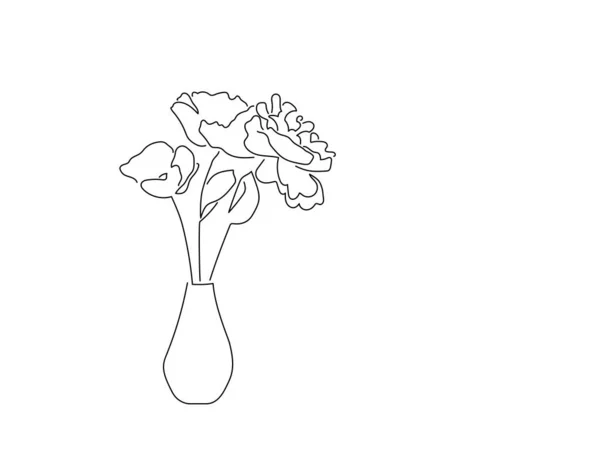 Desenho Linha Flor Desenho Ilustração Vetorial Colecção Natureza —  Vetores de Stock