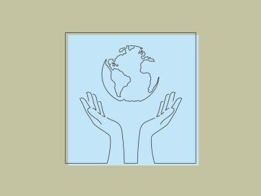 Dünya kavramını izole edilmiş çizgi çizimi, vektör illüstrasyon tasarımını kaydet. İklim değişikliği koleksiyonu.