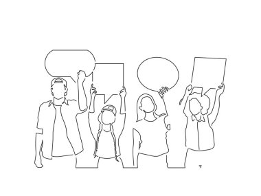 Sancak çizgisi, vektör illüstrasyon tasarımı tutan insanlar. İnsan koleksiyonu.