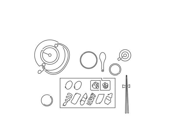 Comida Asiática Dibujo Aislado Diseño Ilustración Vectorial Recogida Alimentos — Archivo Imágenes Vectoriales