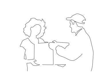 Lojistik işçisi izole edilmiş çizgi çizimi, vektör illüstrasyon tasarımı. Lojistik koleksiyonu.