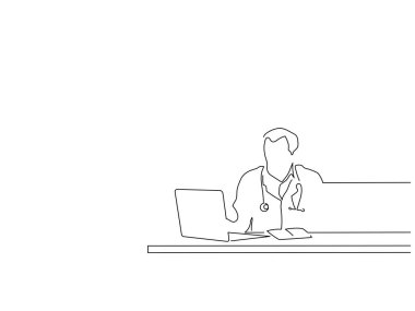 Doktor izole çizgi çizimi, vektör illüstrasyon tasarımı. İlaç koleksiyonu.