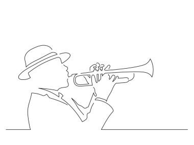 Müzik izole çizgi çizimi, vektör illüstrasyon tasarımı.