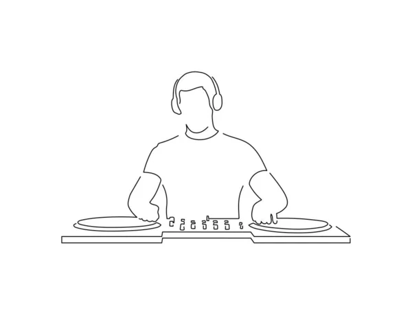 Dj izole çizgi çizimi, vektör illüstrasyon tasarımı.