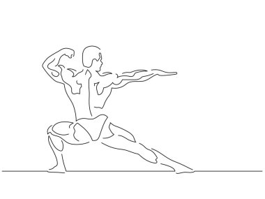 Vücut geliştirme izole çizgi çizimi, vektör illüstrasyon tasarımı. Spor koleksiyonu.