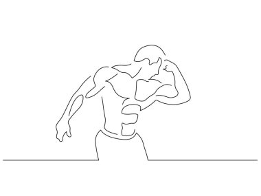 Vücut geliştirme izole çizgi çizimi, vektör illüstrasyon tasarımı. Spor koleksiyonu.