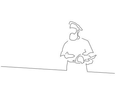 Baker izole çizgi çizimi, vektör illüstrasyon tasarımı. Yiyecek koleksiyonu.