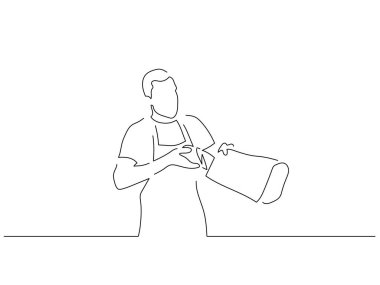 Baker izole çizgi çizimi, vektör illüstrasyon tasarımı. Yiyecek koleksiyonu.