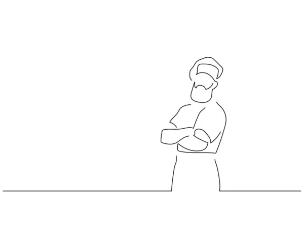 Baker Dessin Ligne Isolé Dessin Illustration Vectorielle Collecte Alimentaire — Image vectorielle