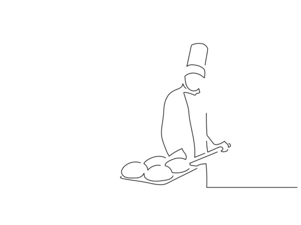 Baker izole çizgi çizimi, vektör illüstrasyon tasarımı. Yiyecek koleksiyonu.