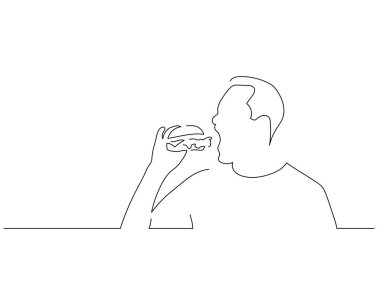 İnsanlar izole çizgi çizimleri, vektör çizimleri yiyorlar. Yiyecek koleksiyonu.