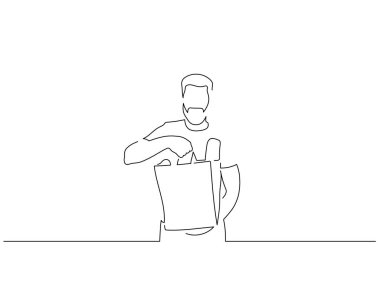 İzole pazar çizimi, vektör illüstrasyon tasarımı için insan alışverişi. Yiyecek koleksiyonu.