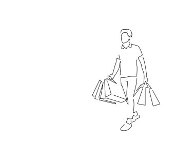 Tam boy insan izole edilmiş çizgi çizimi, vektör illüstrasyon tasarımı.