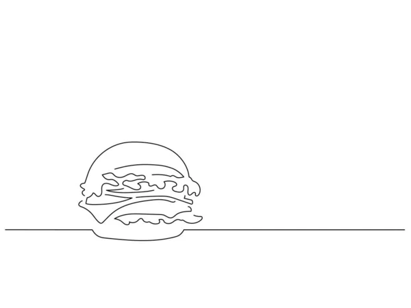 Desenho Linha Burger Isolado Desenho Ilustração Vetorial Coleta Alimentos — Vetor de Stock