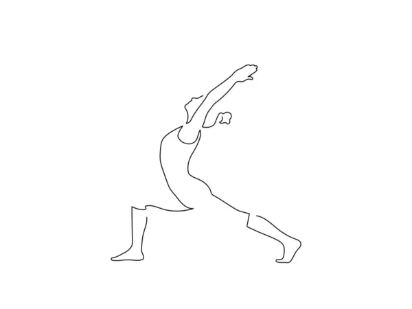 Mujer Practicando Yoga Aislado Dibujo Línea Diseño Ilustración Vectorial Colección — Archivo Imágenes Vectoriales