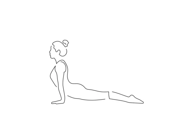 Femme Pratiquant Yoga Dessin Ligne Isolé Conception Illustration Vectorielle Collection — Image vectorielle