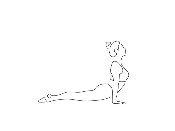 Frau Praktiziert Yoga Isolierte Linienzeichnung Vektor Illustration Design Sportkollektion — Stockvektor
