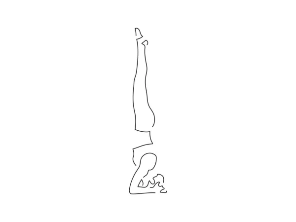 练习瑜伽的妇女 孤立线条绘图 矢量图解设计 体育收藏 — 图库矢量图片