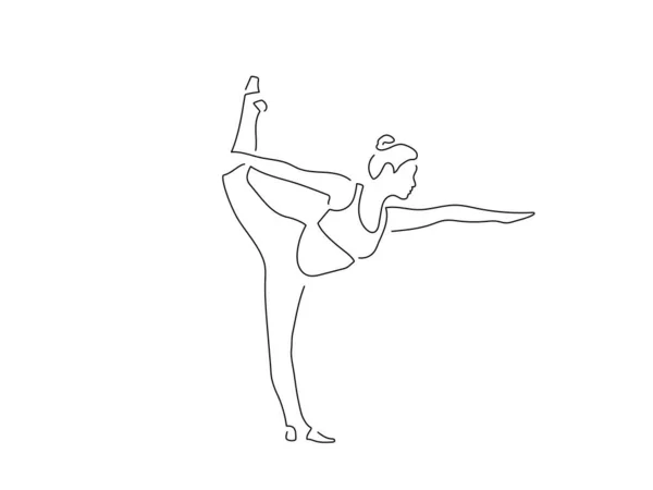 Yoga yapan bir kadın izole çizgi çiziyor, vektör çizimi yapıyor. Spor koleksiyonu.