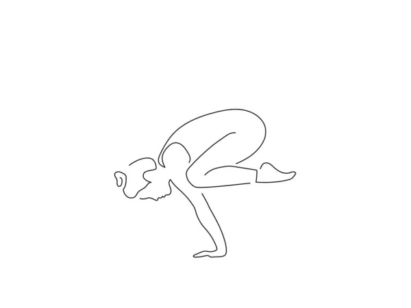 Yoga yapan bir kadın izole çizgi çiziyor, vektör çizimi yapıyor. Spor koleksiyonu.