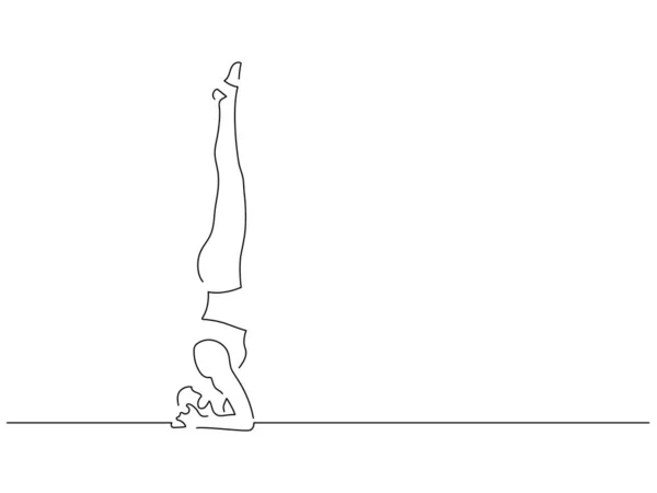 Donna Che Pratica Yoga Isolato Linea Disegno Disegno Illustrazione Vettoriale — Vettoriale Stock