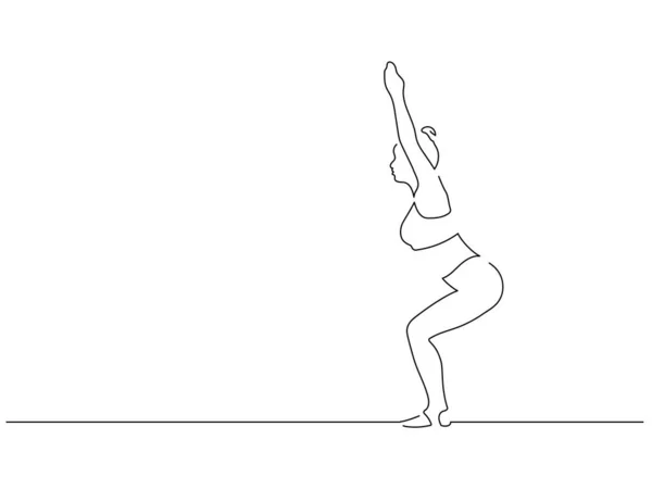 Γυναίκα Εξάσκηση Γιόγκα Απομονωμένη Γραμμή Σχέδιο Διανυσματική Εικονογράφηση Σχεδιασμό Αθλητική — Διανυσματικό Αρχείο