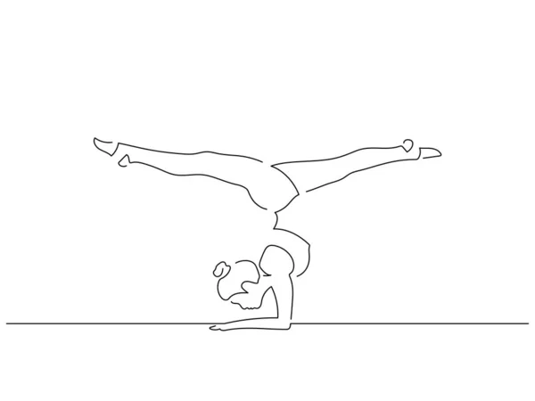 Donna Che Pratica Yoga Isolato Linea Disegno Disegno Illustrazione Vettoriale — Vettoriale Stock