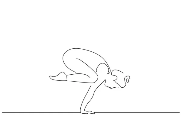 Donna Che Pratica Yoga Isolato Linea Disegno Disegno Illustrazione Vettoriale — Vettoriale Stock