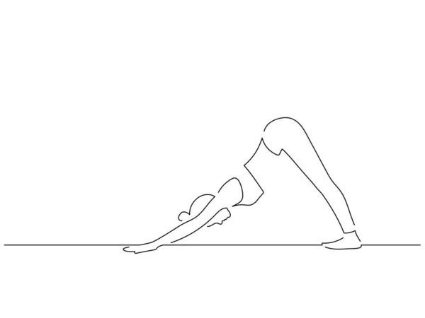 Femeia Care Practică Desenul Liniei Izolate Yoga Designul Ilustrației Vectoriale — Vector de stoc